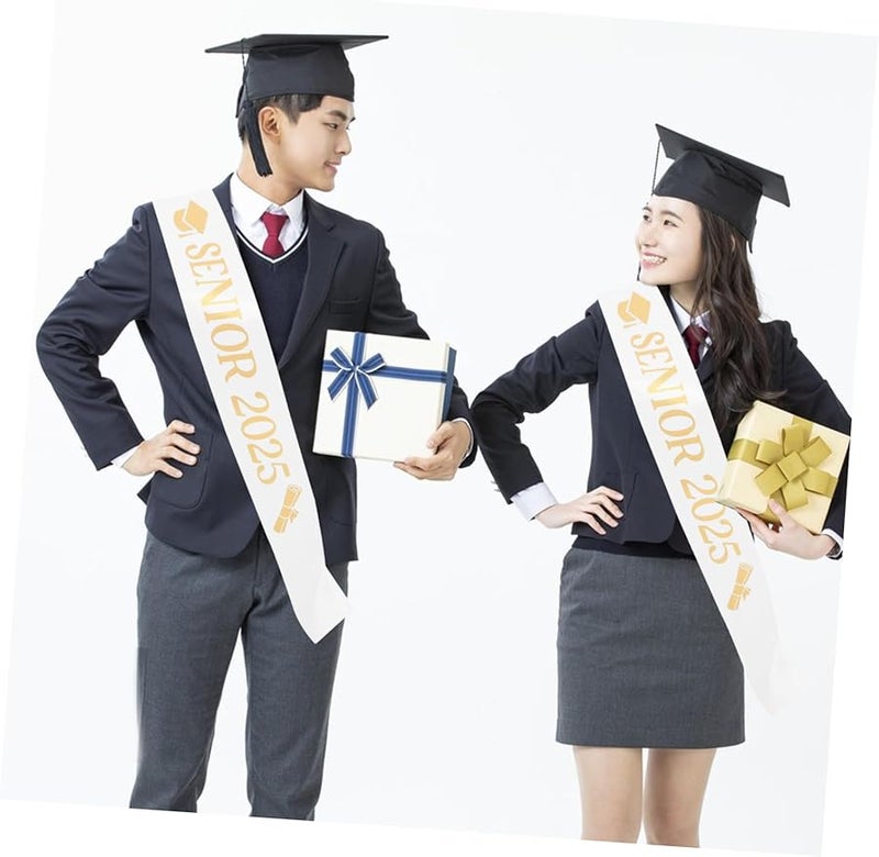 White Graduation Sash for Senior 2025 College and School Events Party Decorations - Image 5